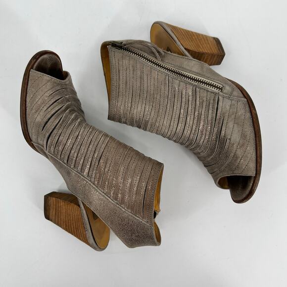 Paul Green Cayanne Peep Toe Sandal Bootie Metallic Smoke Leather US 9 UK 6.5 - Picture 6 of 11